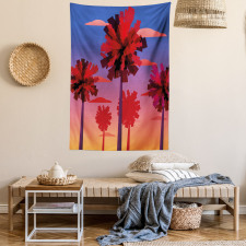 Modern Sunset Tropic Trees Tapestry