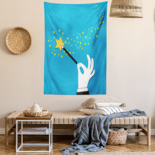 Magician Wand Spreading Stars Tapestry