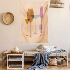 Wine Glasses Silhouette Art Tapestry