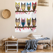 Birds Retro Art Style Tapestry