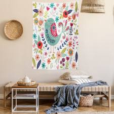 Ornate Bird and Flowers Tapestry