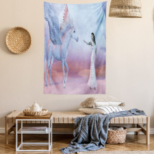 Dreamy Lady and Angel Horse Tapestry