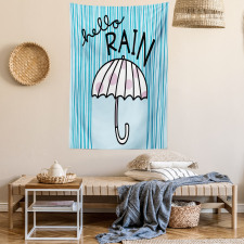 Hello Rain Wording Umbrella Tapestry