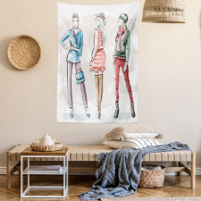 Young Women Clothes Sketch Tapestry