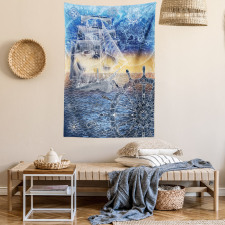 Nautical Ship on the Ocean Tapestry