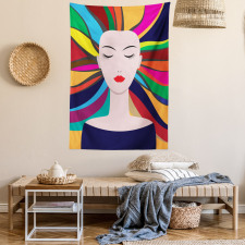 Lady and Colorful Strands Tapestry