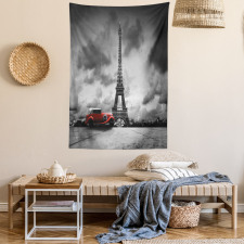 French Car Dark Clouds Tapestry