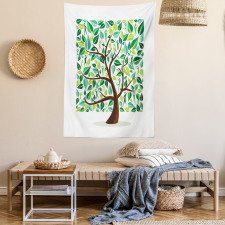 Squares Leaves Silhouette Tapestry