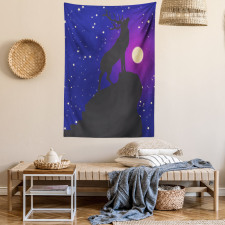 Elk Silhouette Night Tapestry