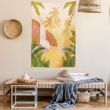 Soft Tropical Paradise Tapestry