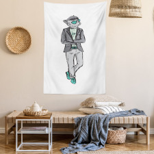 Modern Bohemian Bulldog Art Tapestry