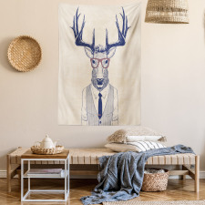 Humanized Manly Deer Art Tapestry