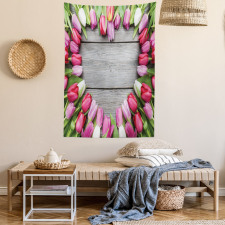 Frame of Fresh Tulips Tapestry