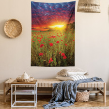 Meadow Poppies Sky Tapestry