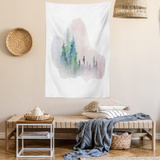 Watercolor Forest Artwork Tapestry