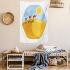 Camels on Desert Cartoon Tapestry