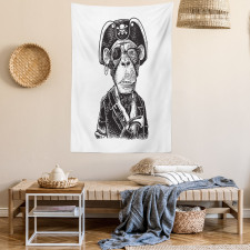 Pirate Monkey Portrait Art Tapestry