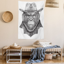 Old Monkey in a Cowboy Hat Tapestry