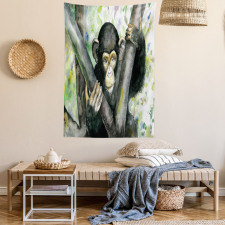 Watercolor Baby Chimpanzee Tapestry