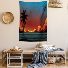 Dramatic Sunset Scene Pattern Tapestry