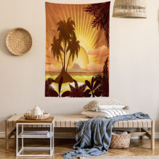 Digital Graphics Sunset Scene Tapestry