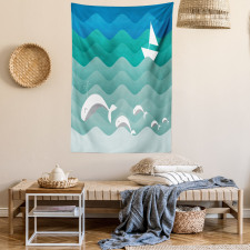 Nautical Paper Boat Tapestry