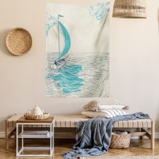 Cloudy Sailing Boat Tapestry