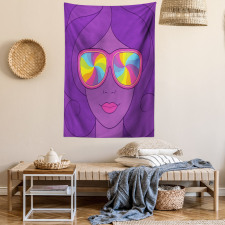 Girl with Rainbow Sunglasses Tapestry