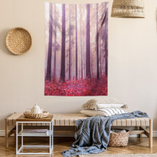 Trees Foggy Sunlight Tapestry