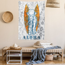Surfboard and Elephant Tapestry