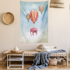 Pink Elephant in Sky Tapestry