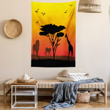 Savannah Animals Sunset Tapestry