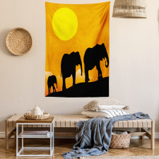 Baby Elephant and Family Tapestry