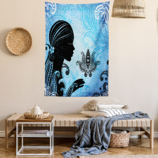 Girl Lotus Art Tapestry