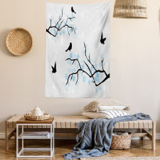 Winter Birds Stars Sky Tapestry