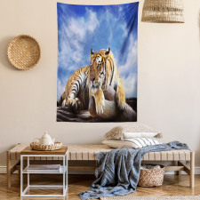 Tiger on Wood Wildlife Tapestry