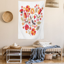 Heart Shaped Flowers Art Tapestry