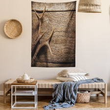 Wooden Deer Rustic Antler Tapestry