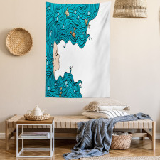 Girl Oceanic Hairstyle Tapestry