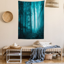 Foggy Dark Country Forest Tapestry