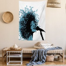 Singer Afro Music Note Hair Tapestry