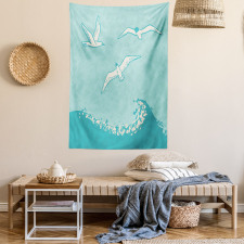 Seagulls Flying over Waves Tapestry
