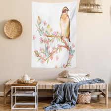 Bird on a Blossoming Tree Tapestry