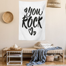 Monochrome Cursive Wording Tapestry