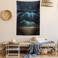 Gothic Wave Alone Woman Tapestry