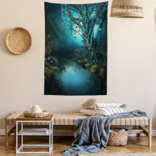 Mystical Forest Lake Tapestry