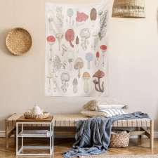 Pastel Various Mushrooms Tapestry