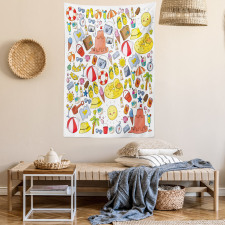 Vivid Summer Vacation Items Tapestry