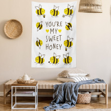 Love Text and Happy Bees Tapestry