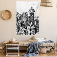 Medieval Fortress Sketch Tapestry